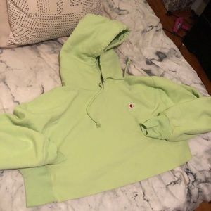Champion Hoodie Neon Green cropped